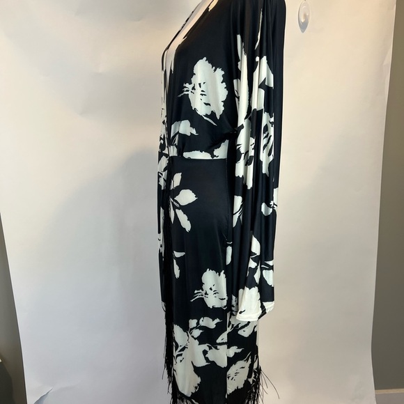 Boohoo Floral Print Tassel Hem MIDI Dress SZ US 10 - Picture 8 of 9